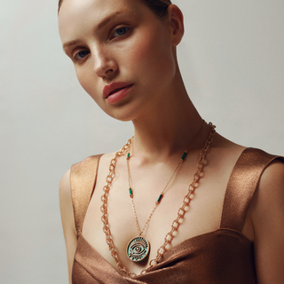 EYE LIGHT 18K GOLD DIAMOND STATEMENT NECKLACE