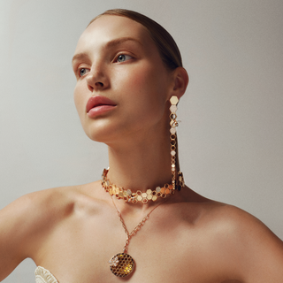 HONEYCOMB GOLD BROWN DIAMOND CHOKER