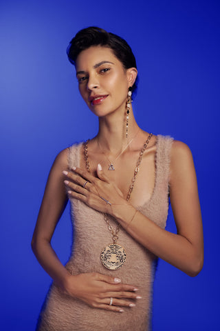 TANIT GOLD BAGUETTE DIAMOND RUBY NECKLACE