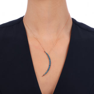 CRESCENT GOLD BLUE DIAMOND NECKLACE