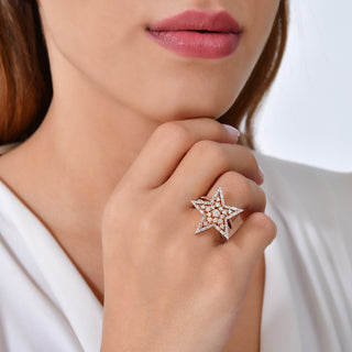 SIRIUS STAR GOLD BAGUETTE DIAMOND LARGE RING