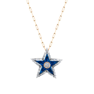 SIRIUS STAR GOLD BAGUETTE DIAMOND CHAIN NECKLACE
