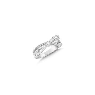 MONDRIAN GOLD BAGUETTE DIAMOND 2 ROW RING
