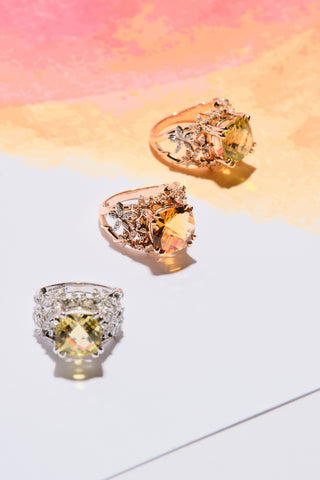 APPLE SEED TARA CITRINE GOLD DIAMOND RING