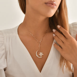 THE MOON AND THE STAR GOLD DIAMOND NECKLACE