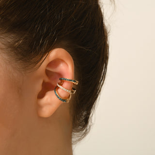 MONDRIAN GOLD BLUE DIAMOND EAR CUFF