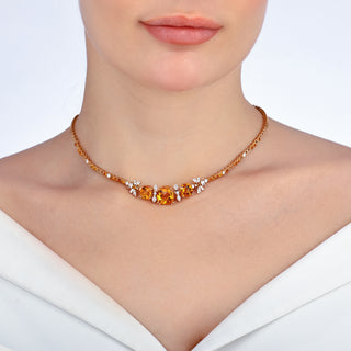 QUEEN BEE ARINNA 18K GOLD DIAMOND CITRINE CHOKER