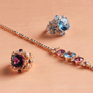 QUEEN BEE ARINNA GOLD DIAMOND BLUE TOPAZ RING