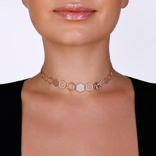 QUEEN BEE MELLIE GOLD DIAMOND CHOKER NECKLACE