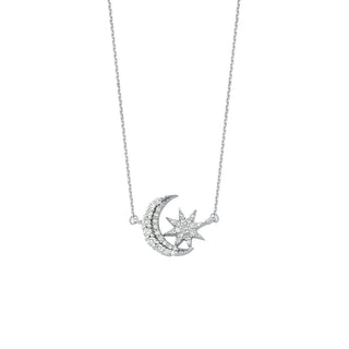 THE MOON & NORTH STAR GOLD DIAMOND NECKLACE