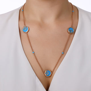 CINTEMANI GOLD TURQUOISE ENAMEL NECKLACE