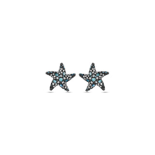 STARFISH 18K GOLD BLUE DIAMOND EARRINGS