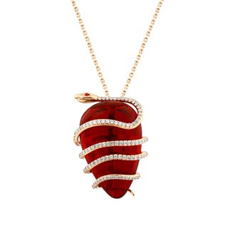 COSMIC EGG TOURMALINE RUBY GOLD DIAMOND NECKLACE