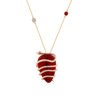 COSMIC EGG TOURMALINE RUBY GOLD DIAMOND NECKLACE