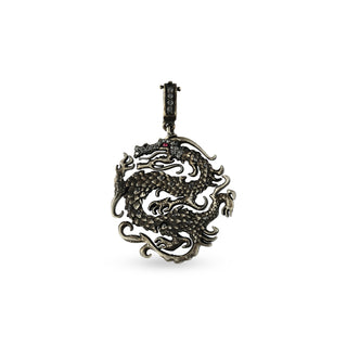 DRAGON BLACK DIAMOND RUBY GOLD PENDANT