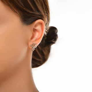 APPLE SEED BLOSSOM 18K GOLD DIAMOND EARRINGS