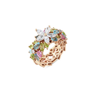APPLE SEED ALLURE MARQUISE DIAMOND PERIDOT GOLD RING