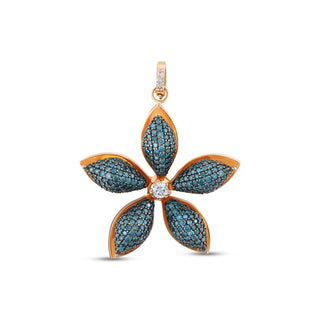 APPLE SEED TARA 18K GOLD BLUE DIAMOND STATEMENT PENDANT