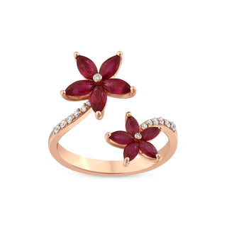 APPLE SEED POMANO GOLD DIAMOND RUBY RING