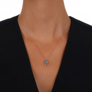 APPLE SEED POMANO GOLD DIAMOND BLUE TOPAZ NECKLACE