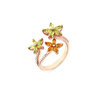APPLE SEED POMANO JOY BOUQUET GOLD DIAMOND PERIDOT RING