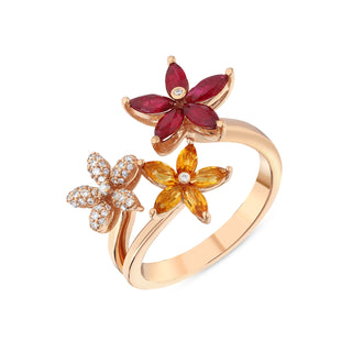 APPLE SEED POMANO JOY BOUQUET GOLD DIAMOND RUBY RING