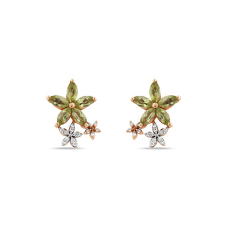 APPLE SEED POMANO GOLD DIAMOND PERIDOT EARRINGS