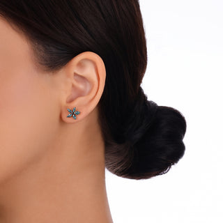 APPLE SEED TARA GOLD BLUE DIAMOND MEDIUM EARRINGS