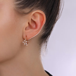 APPLE SEED TARA GOLD DIAMOND HOOP SMALL EARRINGS