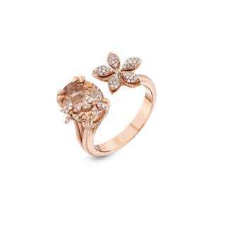 APPLE SEED TARA GOLD DIAMOND MORGANITE RING