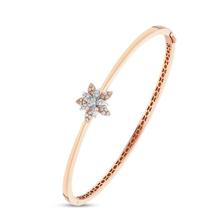APPLE SEED BLOSSOM GOLD DIAMOND BANGLE BRACELET