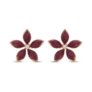 APPLE SEED TARA GOLD DIAMOND RUBY STATEMENT EARRINGS
