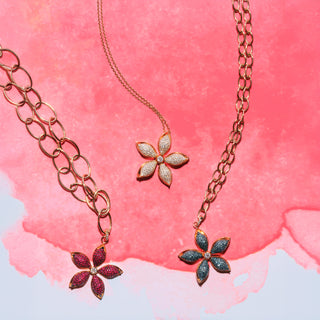 APPLE SEED TARA GOLD SOLITARE DIAMOND RUBY STATEMENT PENDANT