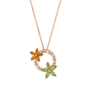 APPLE SEED POMANO GOLD DIAMOND PERIDOT NECKLACE