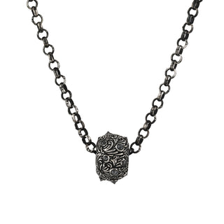 HONEYCOMB HEXA SILVER BLACK DIAMOND NECKLACE