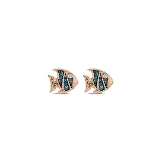 FISH GOLD BLUE DIAMOND EARRINGS