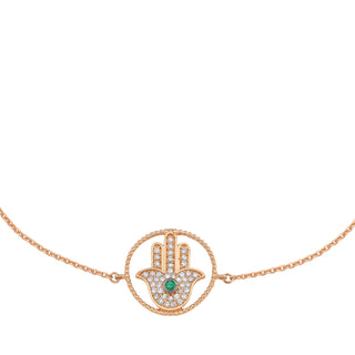 HAMSA GOLD DIAMOND EMERALD BRACELET