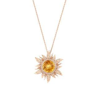 THE SUN GOLD DIAMOND CITRINE LARGE NECKLACE