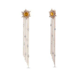SUN GLAMOUR GOLD DIAMOND CITRINE EARRINGS