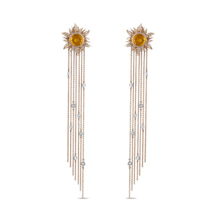 SUN GLAMOROUS GOLD DIAMOND CITRINE EARRINGS