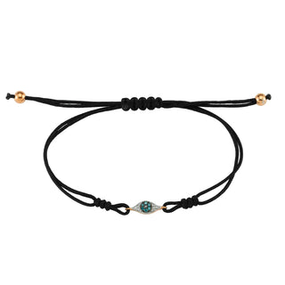 EYE LIGHT GOLD BLUE DIAMOND CORD BRACELET