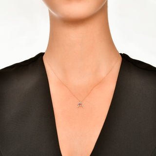 LETTER A GOLD DIAMOND AMETHYST SMALL NECKLACE