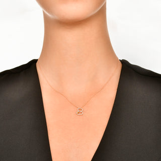 LETTER B GOLD DIAMOND CITRINE SMALL NECKLACE