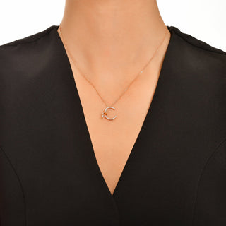 LETTER C GOLD DIAMOND CITRINE NECKLACE