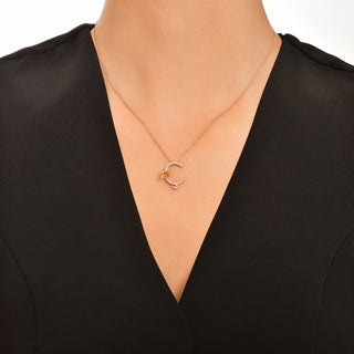 LETTER Ç GOLD DIAMOND CITRINE NECKLACE