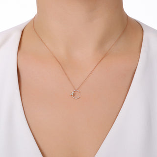 LETTER C GOLD DIAMOND PERIDOT SMALL NECKLACE