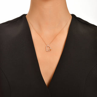 LETTER D GOLD DIAMOND CITRINE NECKLACE