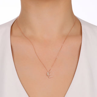 LETTER E GOLD DIAMOND PERIDOT SMALL NECKLACE