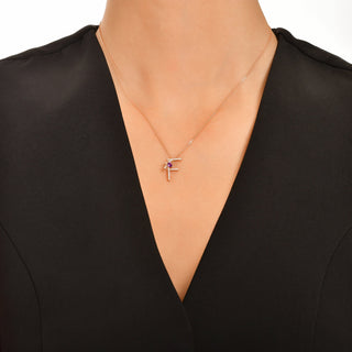 LETTER F GOLD DIAMOND AMETHYST NECKLACE