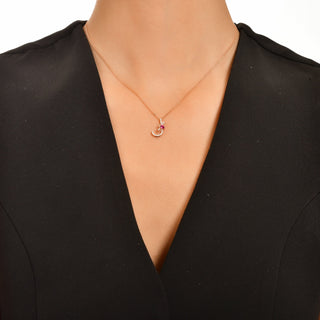 LETTER J GOLD DIAMOND RHODOLITE NECKLACE